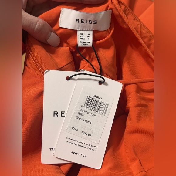 Reiss TRINA STRAPPY MINI DRESS IN ORANGE - Picture 7 of 9